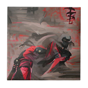 Carreau Ninja rouge mort graphique art abstrait