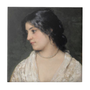 Carreau Noble Dame avec un collier de perles