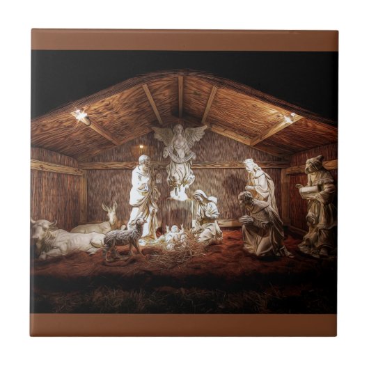 Carreau Noël Avent Jésus Nativité Manger Scène (Devant)