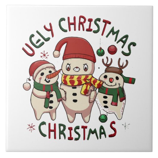 Carreau Noël blanc ; UGLY CHRISTMAS (Devant)