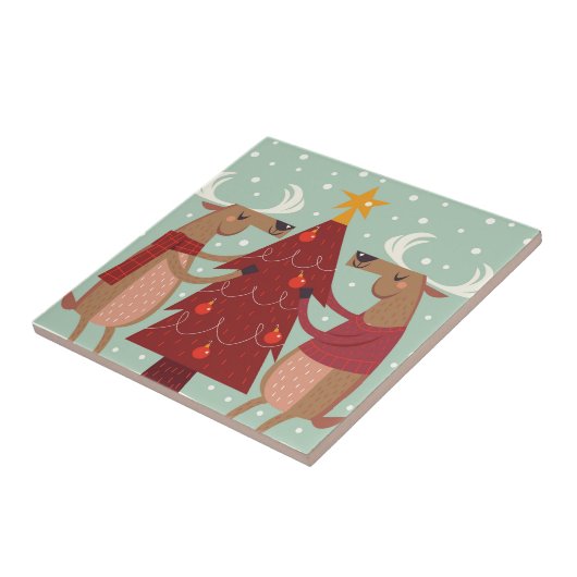Carreau Noël des rennes vintages (Côté)