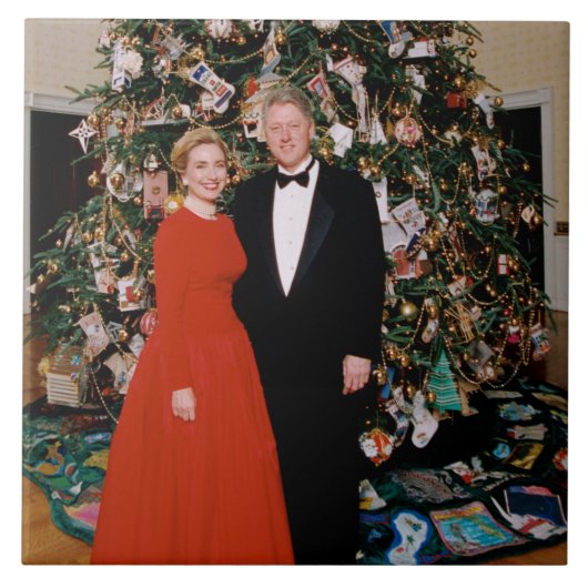 Carreau Noël du président américain Bill Clinton et Hillar (Devant)