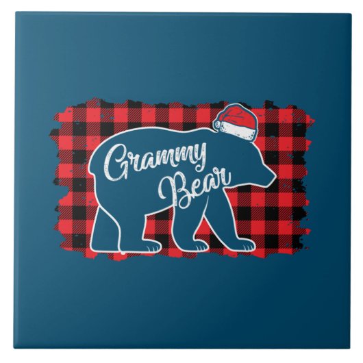 Carreau Noël Grammy Ours Noël Rouge Plaid Buffle (Devant)