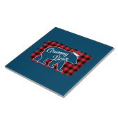 Carreau Noël Grammy Ours Noël Rouge Plaid Buffle (Côté)