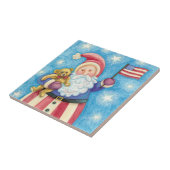 Carreau Noël mignon, Père Noël patriotique avec drapeau (Côté)