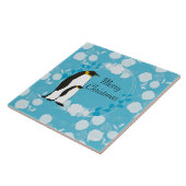 Carreau noël, noël, pingouin, fleurs, bleu, (Côté)