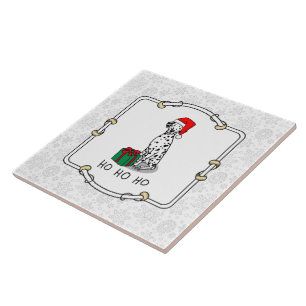 Carreau Noël Santa Hat Chien dalmate (noir 1) Amusant