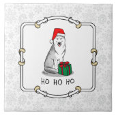 Carreau Noël Santa Hat Sibérien Husky (argent) mignonne (Devant)