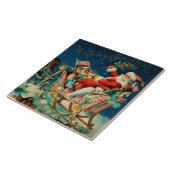 Carreau Noël vintage du Père Noël Sleigh (Côté)