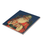 Carreau Noël vintage, Jolly Santa Claus avec jouets (Côté)