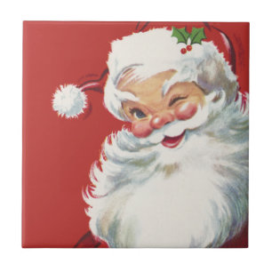 Carreau Noël Vintage, Jolly Santa Claus en train de couler