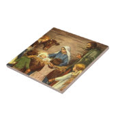 Carreau Noël Vintage, Nativité Religieuse avec Bébé Jésus (Côté)