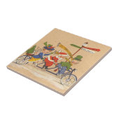 Carreau Noël vintage, Père Noël à vélo (Côté)