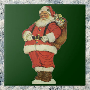 Carreau Noël vintage, Père Noël victorien avec des jouets
