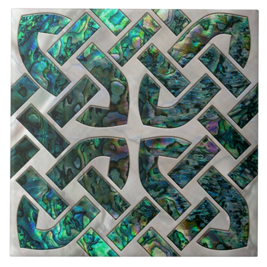 Carreau Noeud celtique - Abalone Shell et perle (Devant)