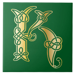 Carreau Noeud celtique du 16e siècle Capitale décorative K