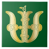 Carreau Noeud celtique du 16e siècle Capitale décorative W (Devant)