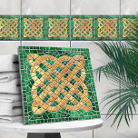 Carreau Noeud celtique en mosaïque - marbre vert et or<br><div class="desc">Noeud celtique en mosaïque - marbre vert et or</div>