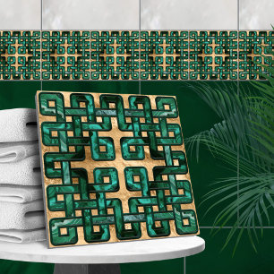 Carreau Noeud celtique - malachite et or