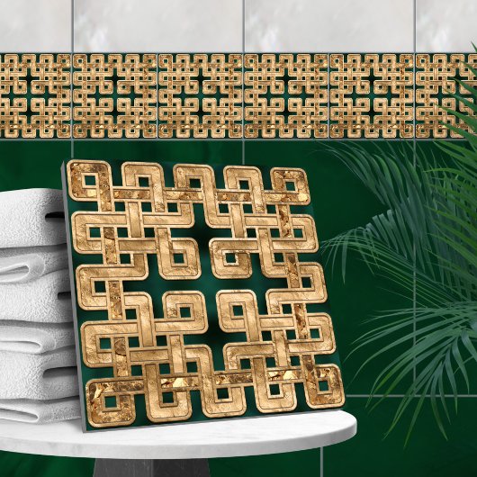 Carreau Noeud celtique - malachite et or