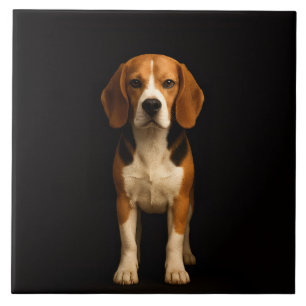 Carreau Noir 4 Luxe avec Beagle Gentil
