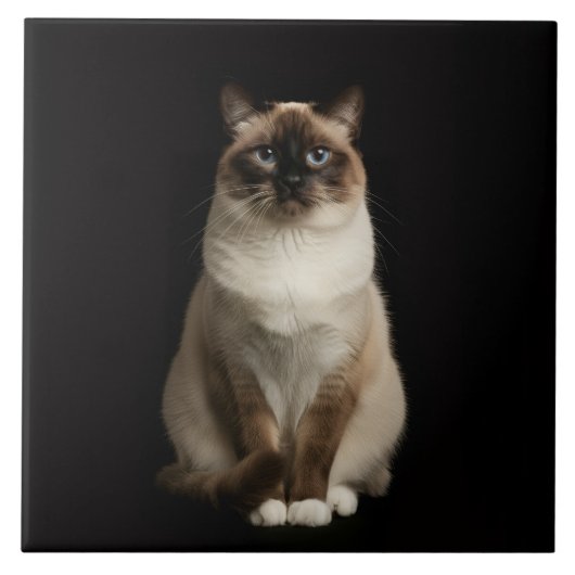 Carreau Noir 4 Luxe avec Chat Birman (Devant)