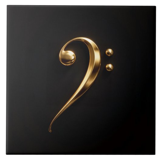 Carreau Noir 4 Luxe avec Clé de Fa Dorée (Devant)