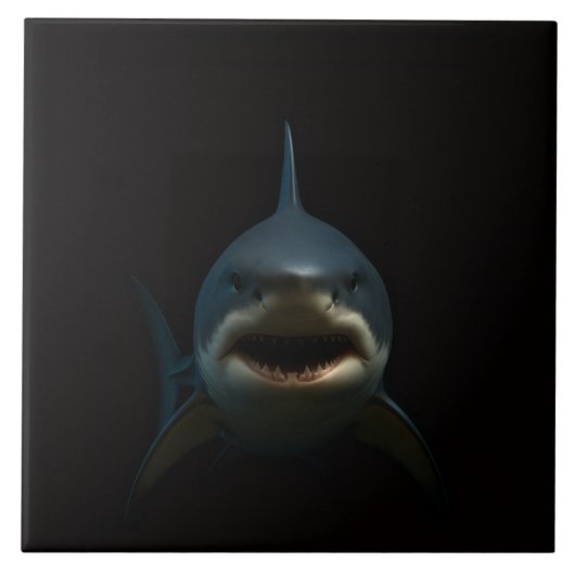 Carreau Noir 4 Luxe avec Grand Requin Blanc (Devant)