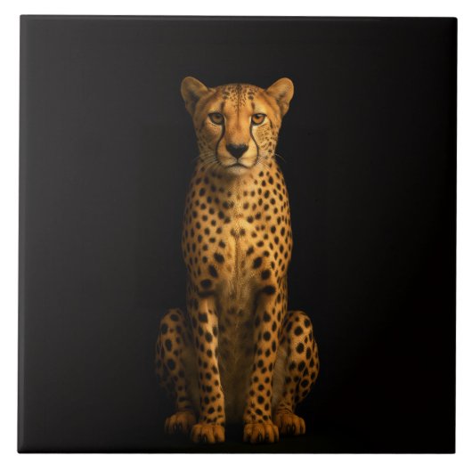 Carreau Noir 4 Luxe avec Guépard Élégant (Devant)