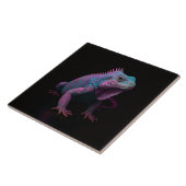 Carreau Noir 4 Luxe avec Iguane Tropical Rose (Côté)