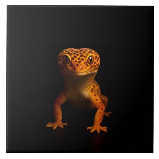 Carreau Noir 4 Luxe avec lézard Gecko léopard (Devant)