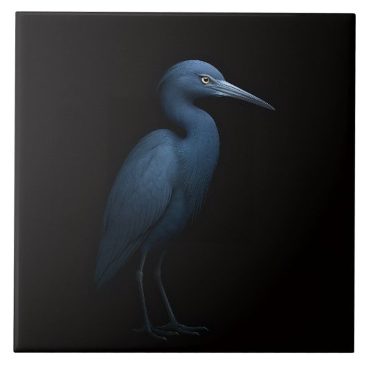 Carreau Noir 4 Luxe avec Petit Héron Bleu (Devant)