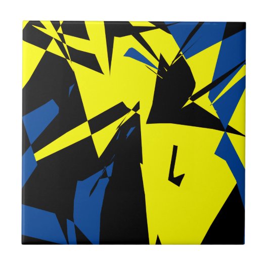Carreau Noir Abstrait bleu jaune (Devant)