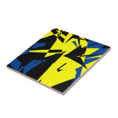 Carreau Noir Abstrait bleu jaune (Côté)