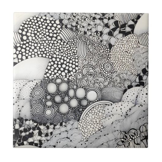 Carreau Noir Blanc Abstrait Intemporel - Rythme Harmonie (Devant)