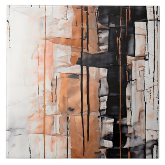 Carreau Noir, blanc et cuivre Abstrait de la peinture gout