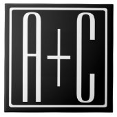 Carreau Noir & Blanc | Initiales de couple (Devant)