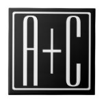 Carreau Noir & Blanc | Initiales de couple<br><div class="desc">Parfait pour un double monogramme ou même un logo. Merci pour votre achat!</div>