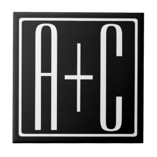 Carreau Noir & Blanc Initiales de couples