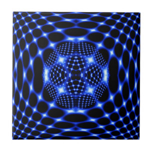 Carreau Noir bleu néon fractal