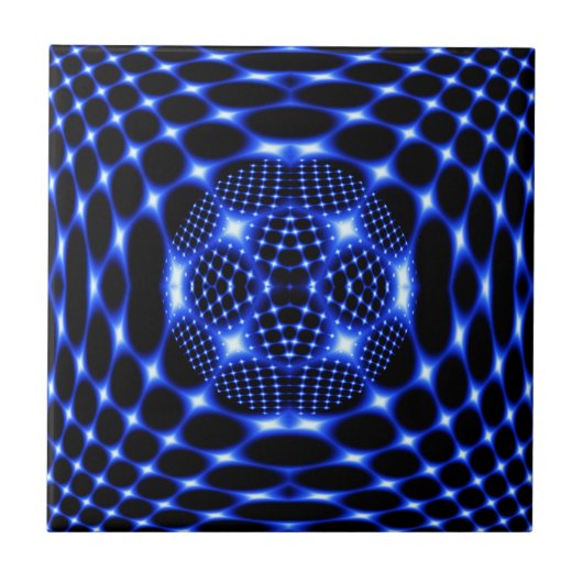 Carreau Noir bleu néon fractal (Devant)