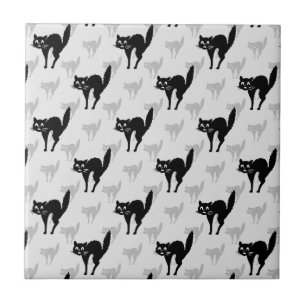 Carreau Noir Chat Shadow Silhouette Motif Design