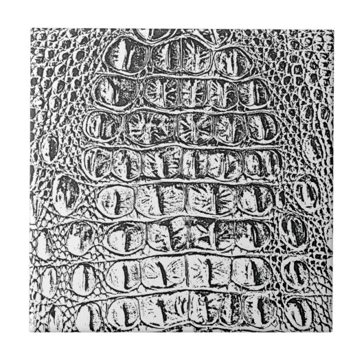 CARREAU NOIR EN CUIR ET BLANC D'ALLIGATOR DU CRU (Devant)