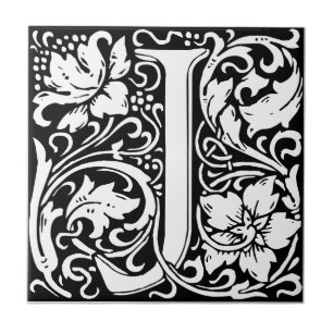 Carreau noir et blanc art nouveau en forme de lett