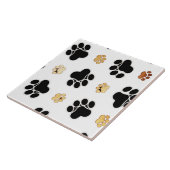 Carreau Noir et blanc canin bronzage d'empreinte de patte (Côté)