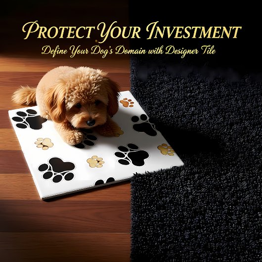 Carreau Noir et blanc canin bronzage d'empreinte de patte