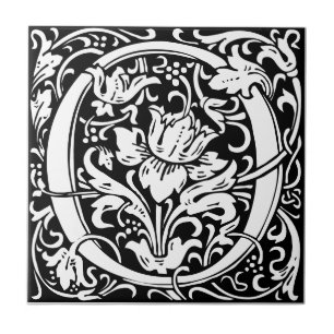 Carreau noir et blanc de style Art nouveau avec la