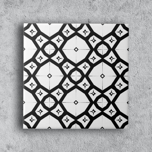 Carreau Noir et blanc géométrique symétrique moderne