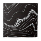 Carreau Noir et blanc Wavy Abstraction (Devant)