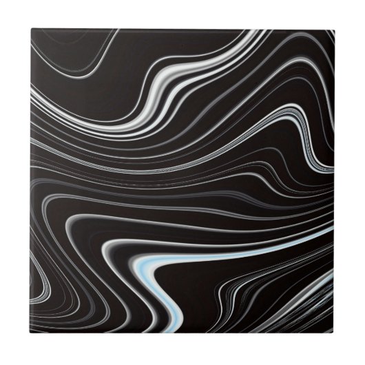 Carreau Noir et blanc Wavy Abstraction (Devant)